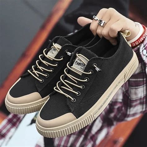 Jual Sepatu Pria Sneakers Casual Hitam Mocca Keren Gaya Trendy Nyaman