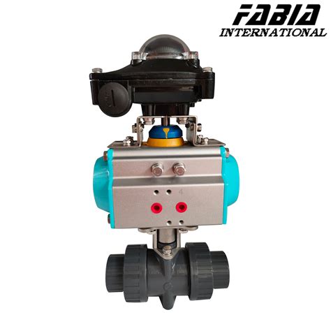 Pvc Pneumatic Operated Ball Valve Soft Seated Valves Pneumatic Ball Valve