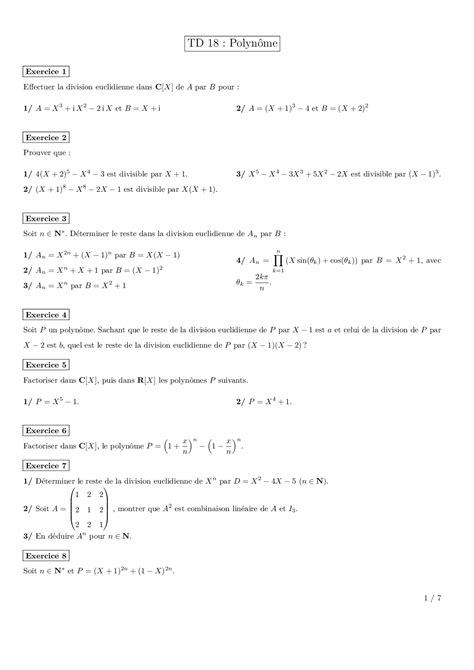 Polyn Mes Exercices Alloschool
