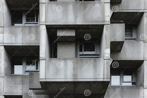 Brutalist Architecture Facade With Windows Stock Illustration