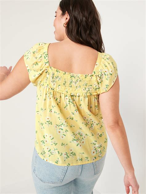 Flutter Sleeve Smocked Floral Swing Blouse Old Navy