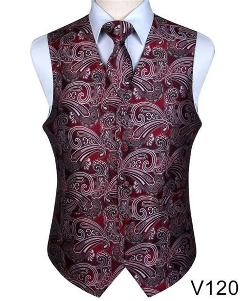 Men S Classic Party Wedding Paisley Plaid Floral Jacquard Waistcoat