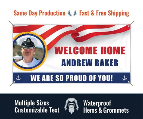 Welcome Home Sailor Custom Vinyl Banner With Photo Military Banner Us