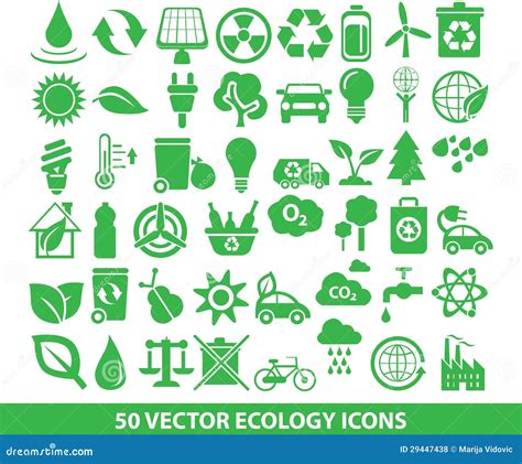 50 Iconos De La Ecología Del Vector