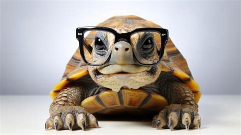 A Turtle Wearing Glasses And A Pair Of Glasses Premium Ai Generated Image