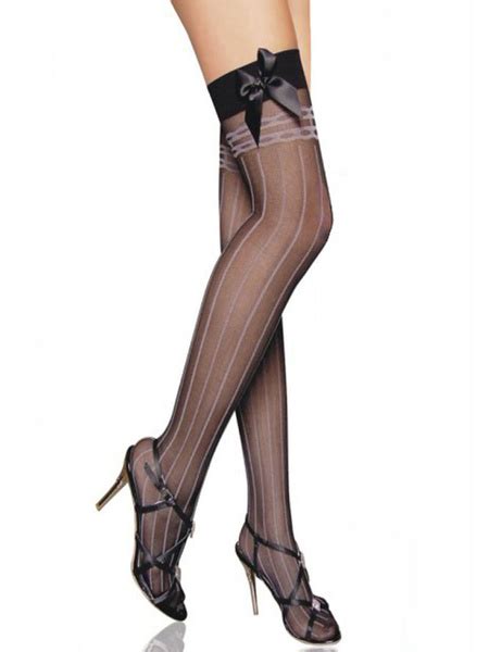Stockings Bows Striped Nylon Sexy Lingerie Power Day Sale