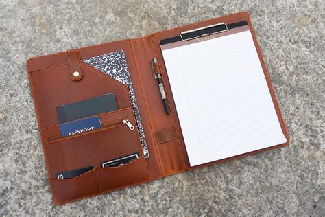 Personalized Leather Portfolio For Men Leather Padfolio With Clipboard