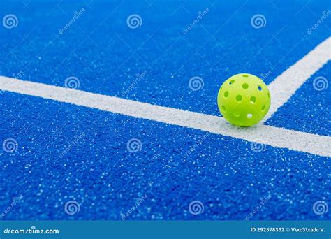 Isolated Green Pickleball Ball in a Court, New Racket Sport Stock Photo ...