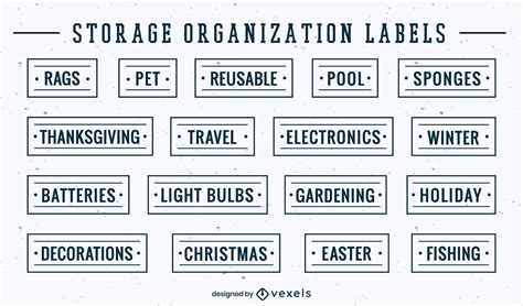 Garage Organization Labels Simple Set Vector Download