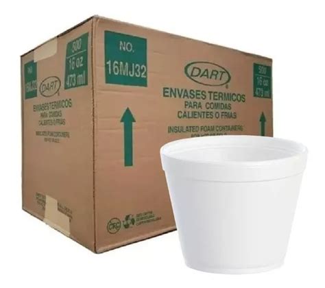 Envase Térmico Dart Medio Litro De 16oz 437ml 500 Piezas Envío gratis