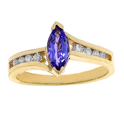 14k Yellow Gold 09ctw Diamond 55ct Tanzanite Ring At