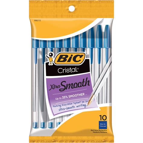 Bic Cristal Xtra Smooth Stic Ball Pen 10 Mm Blue 10 Pack Walmart