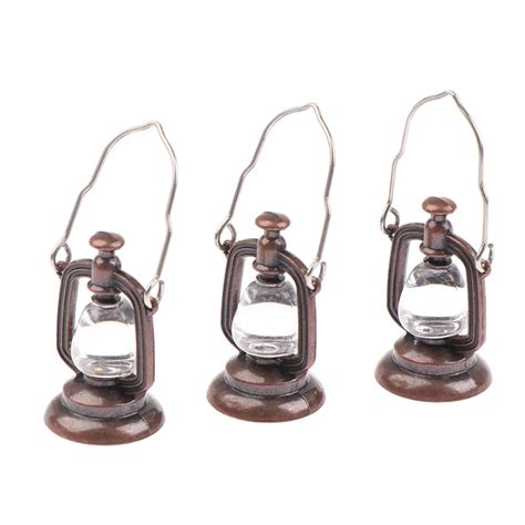 1PC 1 12 Dollhouse Miniature Metal Oil Lamp Vintage Mini Kerosene