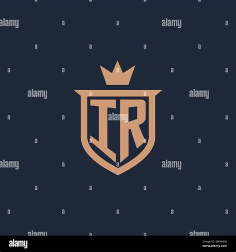 IR Monogram Initial Logo With Shield And Crown Style Design Ideas Stock