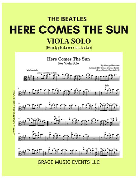 Here Comes The Sun Arr Grace Unhae Kwon Sheet Music The Beatles