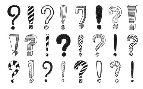 Hand Drawn Doodle Exclamation And Question Marks Vector Art At