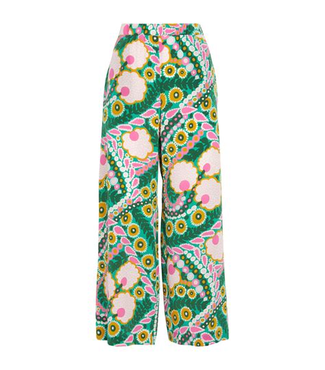 Weekend Max Mara Silk Botanical Print Wide Leg Trousers Harrods HK