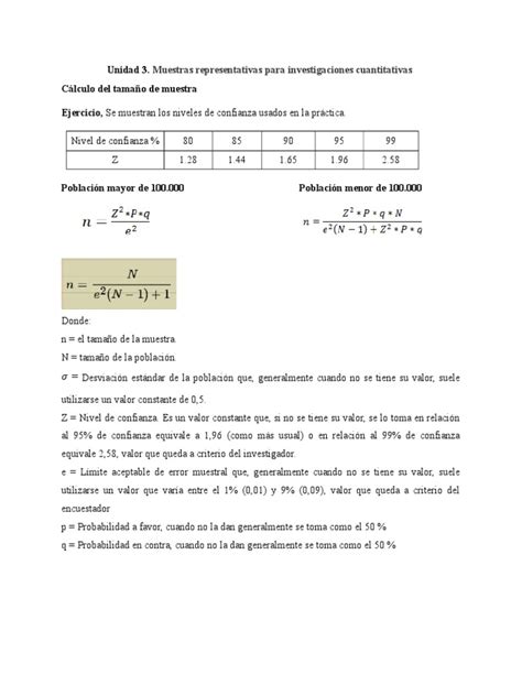 Calculo De Tamaño De La Muestra Ejercicios Investigacion Determinación Del Tamaño De La