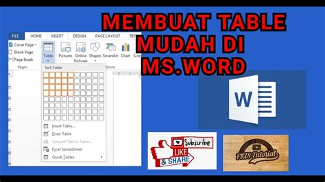 Tutorial Cara Mudah Membuat Table Di Microsoft Word Youtube