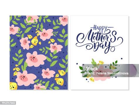 Happy Mothers Day Hand Calligraphy Vector Illustration Mothers Day Card