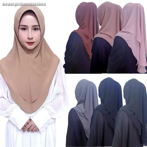 Two Layers Chiffon Instant Hijab Muslim Headwear Malaysia Headscarf