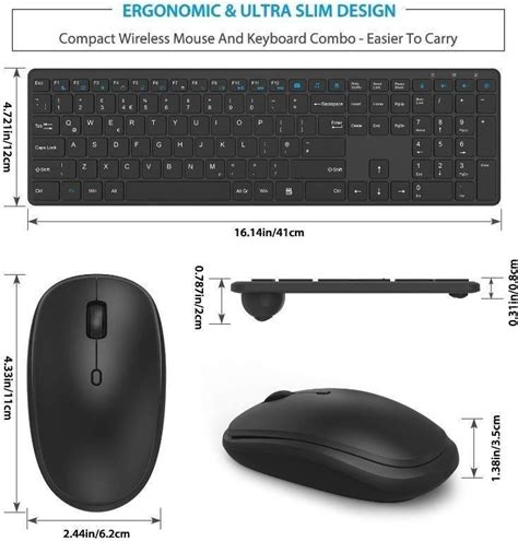 Tedgem Wireless Keyboard And Mouse Set G Ultra Slim Keyboard And