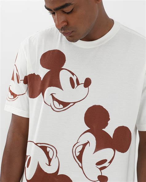 Riachuelo Camiseta Masculina Mickey Mouse Manga Curta Branca Disney