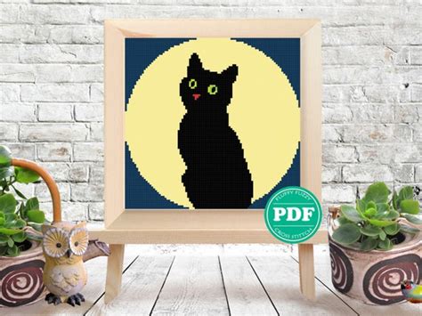 Black Cat Moon Silhouette Full Moon and Cat Silhouette | Etsy