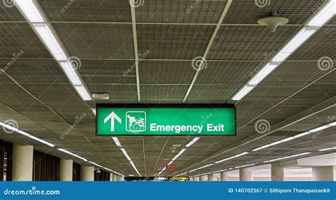 Emergency Exit Information Board Sign International Airport Terminal