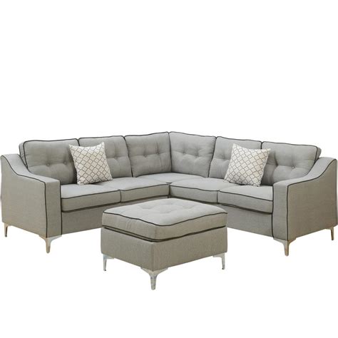 Venetian Worldwide Palermo 4-Piece Light Gray Sectional Sofa with Ottoman-VENE-F6998 - The Home ...