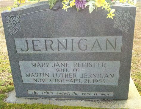 Mary Jane Register Jernigan 1871 1955 Find A Grave Memorial