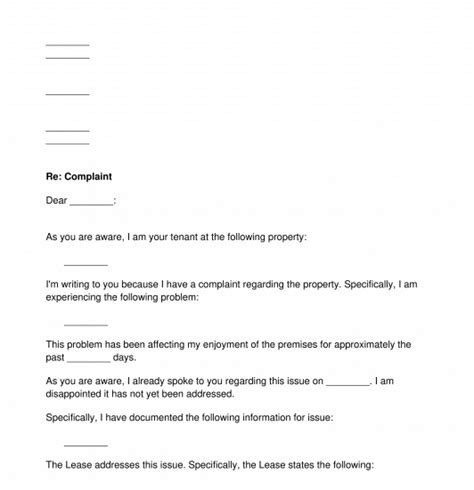 Complaint Letter To Landlord Free Sample Template