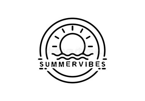 Summer Vibes Beach Line Art Illustration Badge Stock Vector