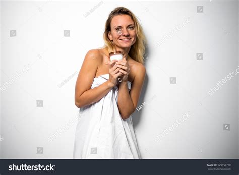 Happy Pretty Nude Blonde Woman White Stock Photo Shutterstock
