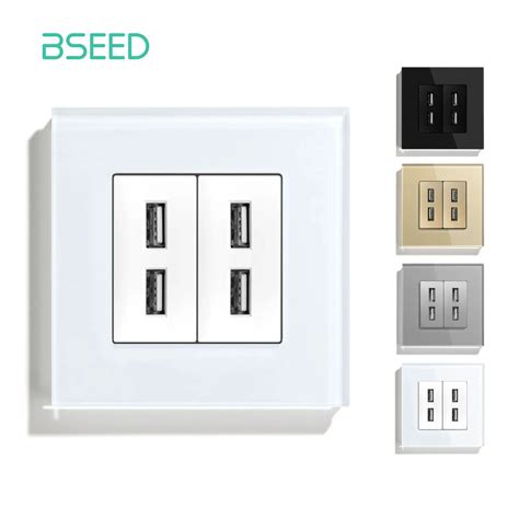 BSEED Ift USB Duvar Prizleri Ift G Arj K Siyah Alt N Beyaz Panel 86mm