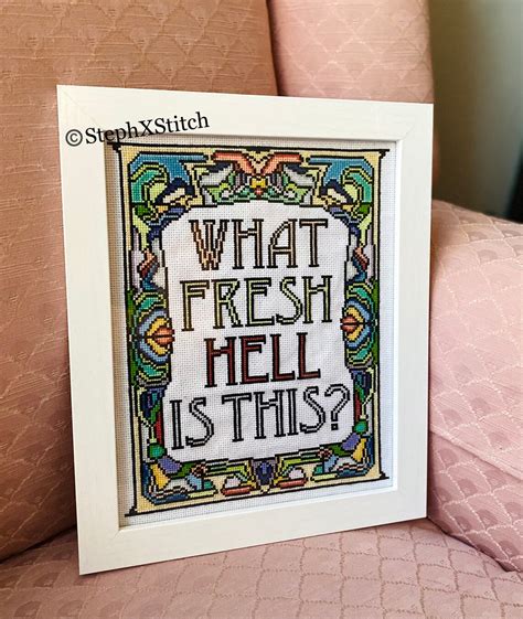 Pattern What Fresh Hell Is This Dorothy Parker Quote Stained Etsy