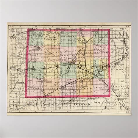 Map of Lenawee County, Michigan Poster | Zazzle