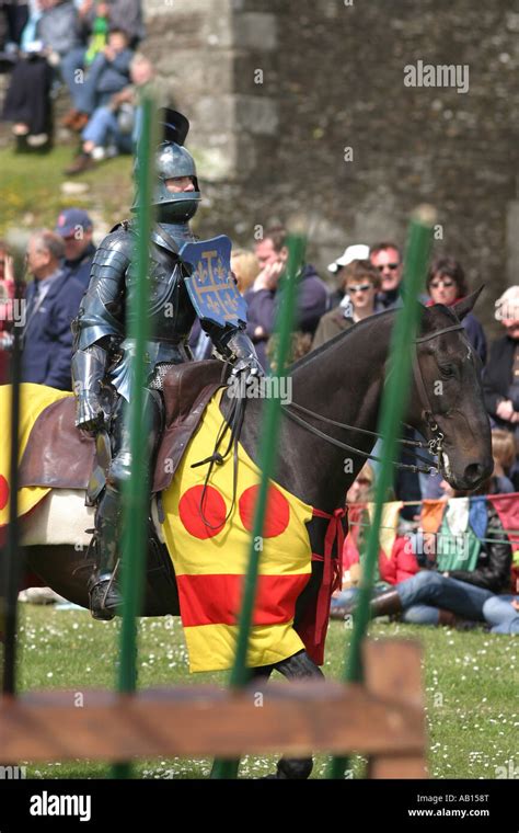 Knight Preparing To Joust Pendennis Castle Cornwall Uk Stock Photo Alamy