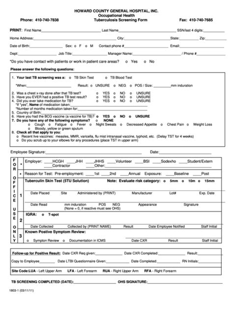 Top 7 Tuberculosis Screening Form Templates Free To Download In Pdf Format