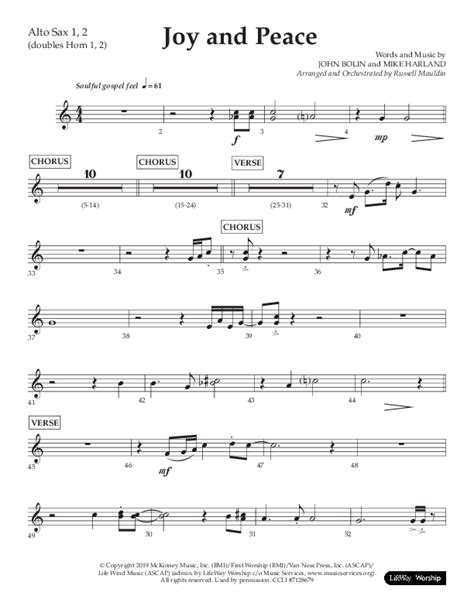 Joy And Peace Choral Anthem Satb Alto Sax Sheet Music Pdf Lifeway