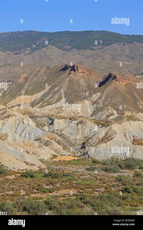 Panoramic View Of The Tabernas Desert In Andalusia Spain Stock Photo