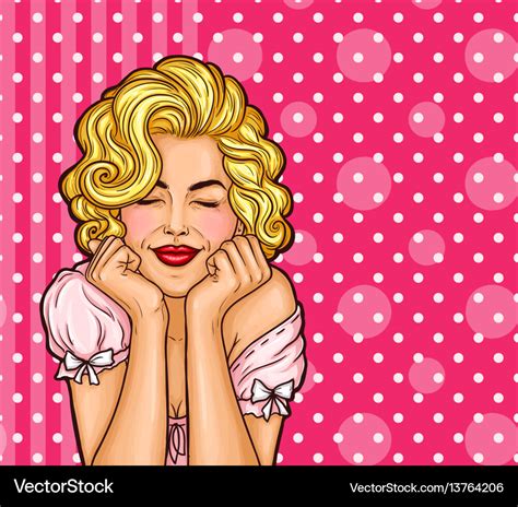 Pop Art Woman Dreaming With Closed Eyes Royalty Free Vector