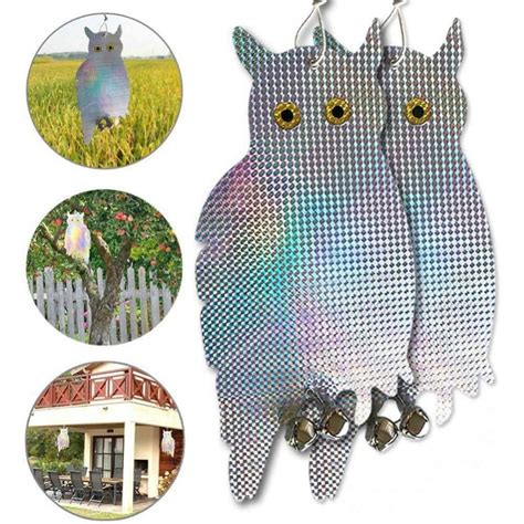 Pcs Owl Decoy Scare Birds Deterrent Hanging Reflective Scarer Fake Owl