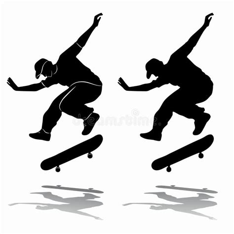 Silhouette Of Skateboarder Vector Draw Stock Vector Illustration Of