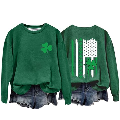 TOBCHONP Womens St Patrick S Day Crewneck Sweatshirt Lucky Shamrock