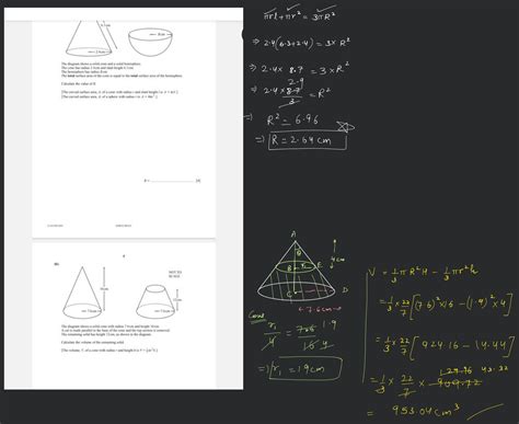 The Diagram Shows A Solid Cone And A Solid Hemisphere The Cone Has Radiu