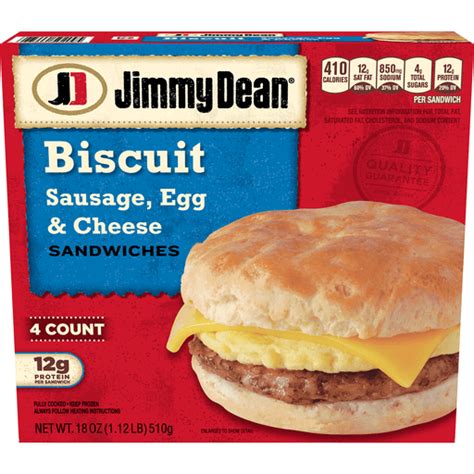 Jimmy Dean Frozen Sausage Egg Cheese Biscuit Breakfast Sandwiches