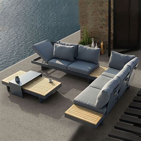 4 Pieces Outdoor Sectional Set With Coffee Table L Shape Moderner