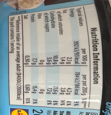 High Protein Original Rice Pudding Milbona - kalorie, kJ a nutriční ...