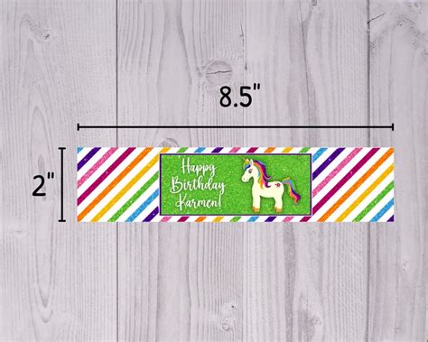 Rainbow Unicorn Water Bottle Labels Editable Water Bottle Etsy